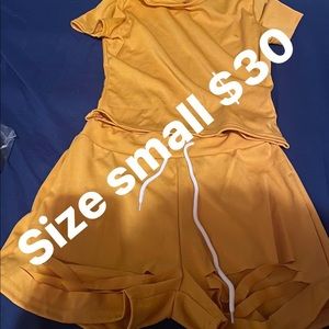 2 piece short set cut up at the bottom very comfortable and cute